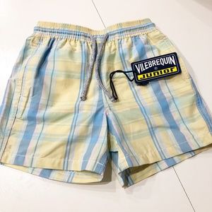 Kid's Vilebrequin Yellow & Blue Plaid Swim Trunks